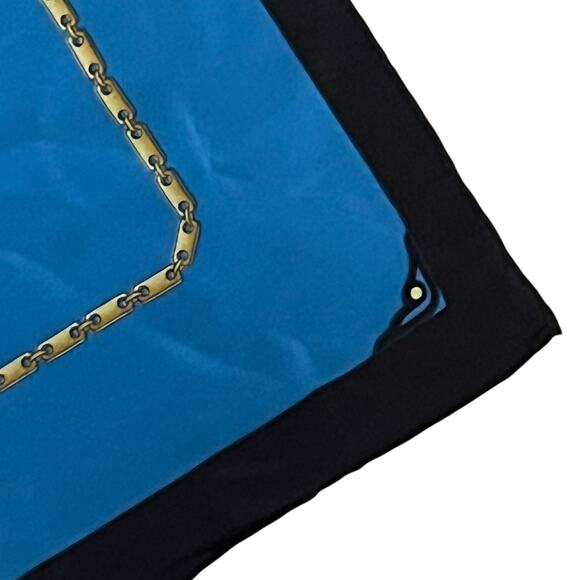 Cartier Must de Cartier Blue Silk Scarf with a chain motif Vintage 82 cm - Picture 5 of 7
